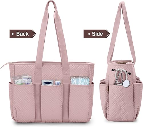 Miniatura 4 de Fasrom Bolsa de mano para enfermeras de trabajo, bolsa clínica para estudiantes de enfermería y personal de atención médica en el hogar, rosa (solo