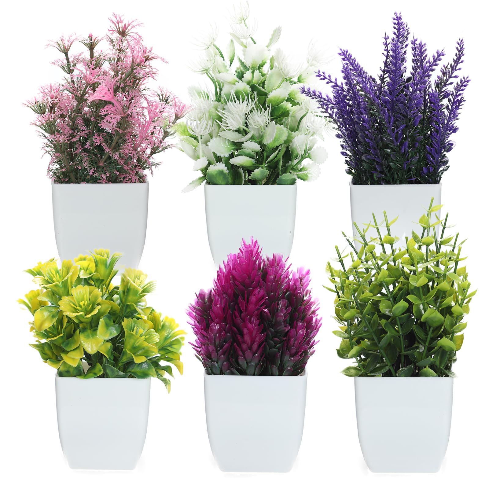 Auxemuen 6 Packs Small Faux Plants Potted Interior Decoration