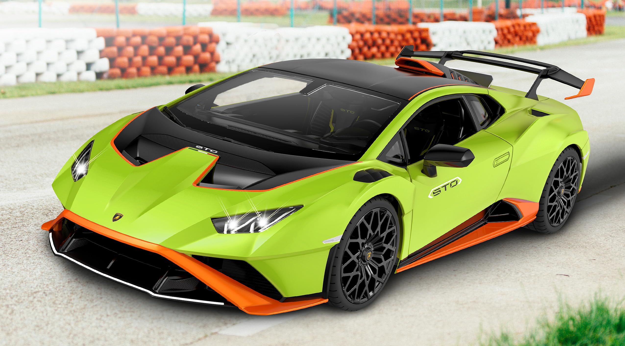 JAMARA Lamborghini Huracán STO 1:14 2,4 GHz drzwi ręczne - przezroczysta szyba przednia, światło LED, samochód RC