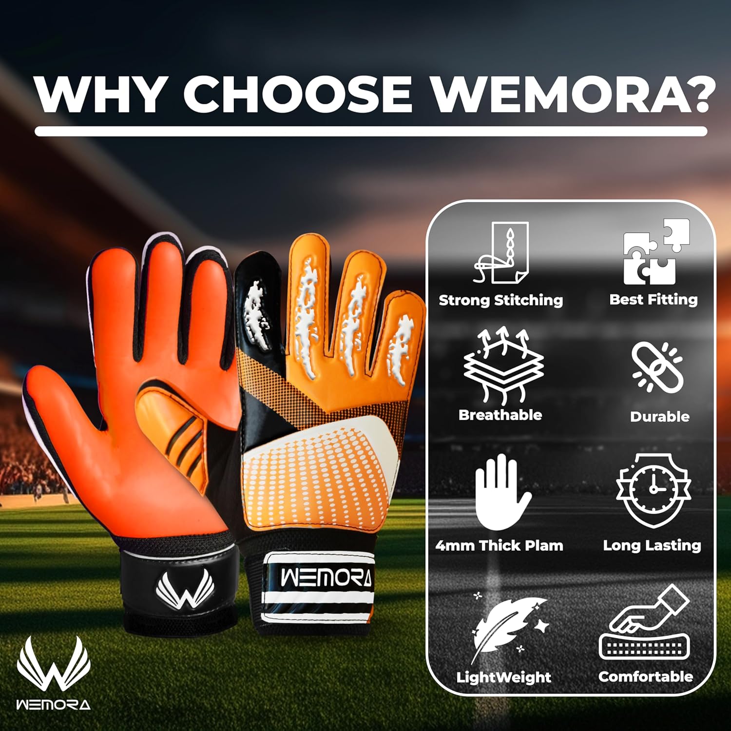 Soccer Goalie Gloves for Kids Youth Junior Boys 4mm Anti Slip Strong Grips Palm Football Goalkeeper Gloves - Image 3