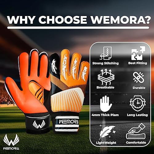 Miniatura 3 de Guantes de portero de fútbol para niños, jóvenes, niños de 0.157 in, antideslizantes, con agarre fuerte, guantes de portero de fútbol de palma