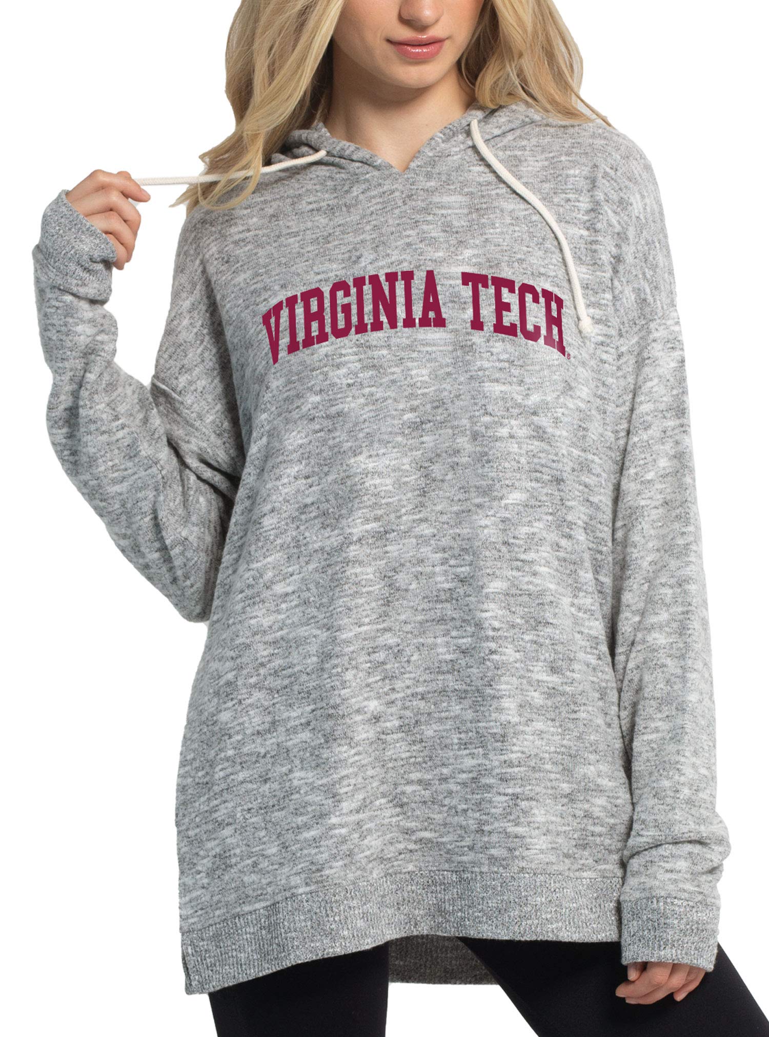 Virginia Tech Hokies Women's Cozy Fleece Tunic Hoodie – Heather Grey, X-Large, Officially Licensed - View #7