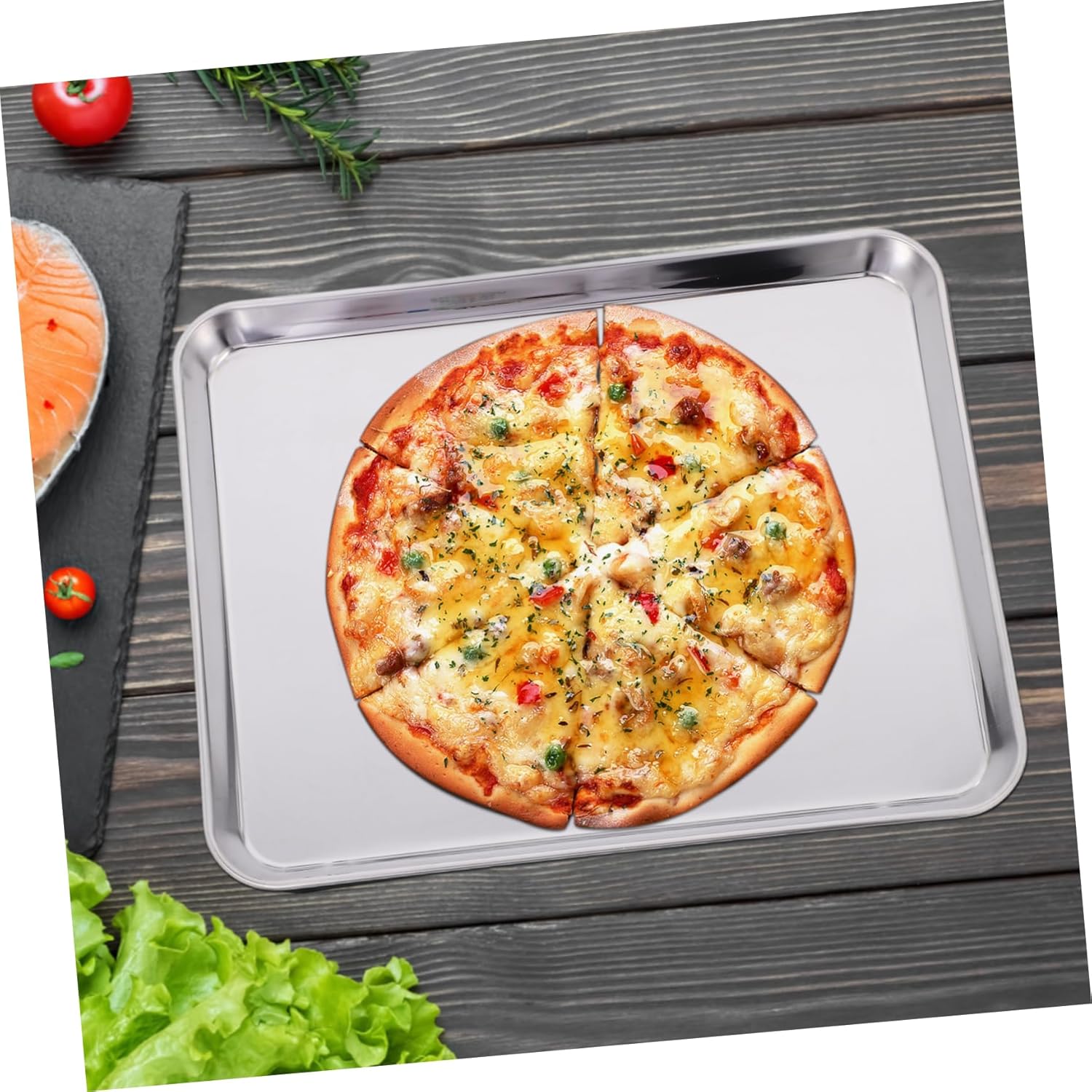 ABOOFAN 3pcs Induction Oven Pan Set Stainless Steel Baking Sheet Rack Easy Clean Nonstick for Family Gatherings and Parties