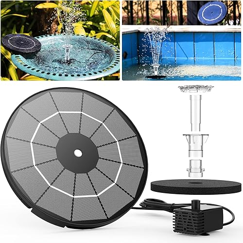 Miniatura 2 de AISITIN Bomba de Fuente Solar de 3.5W para Características de Agua Exterior Fuente de Baño Solar DIY para Pájaros con Múltiples Boquillas, Fuente