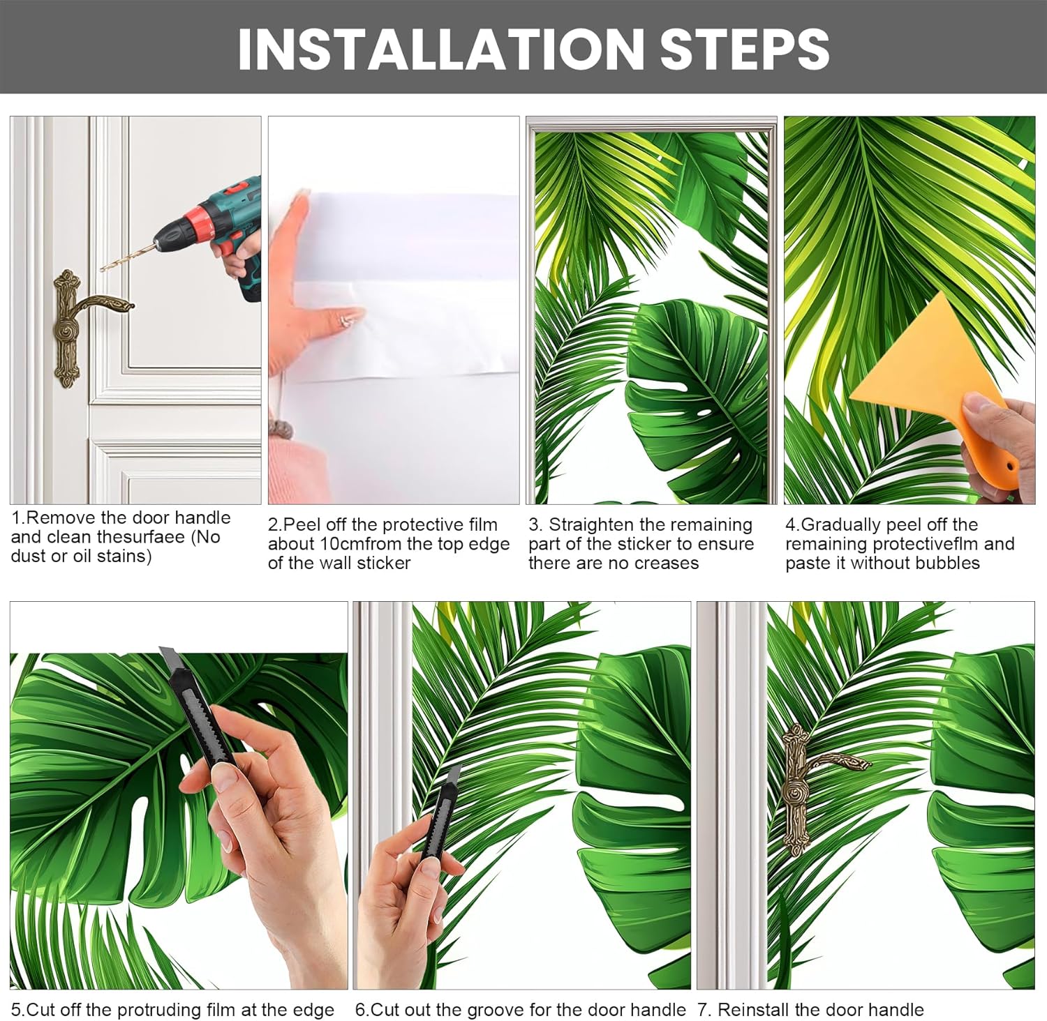 3D Door Stickers, Peel and Stick Wallpaper ，Self-Adhesive Mural PVC Waterproof Wall Poster for Home Decor 30.3" W x 78.7" H