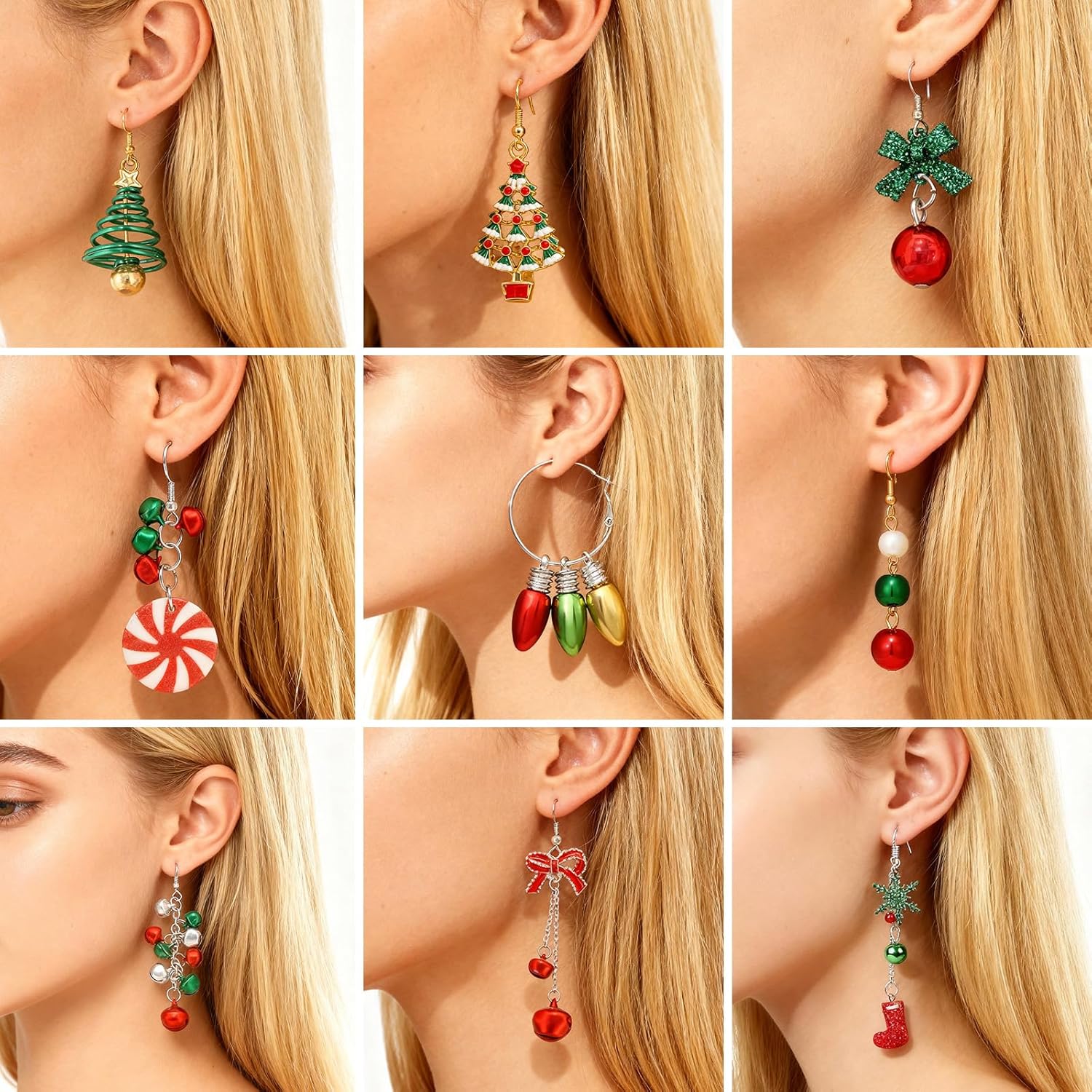 Christmas Earrings Gifts for Women Stocking Stuffers Holiday Earrings Bow Bell Candy Santa Claus Reindeer Earrings Christmas Tree Cake Earrings Bulk Christmas Jewelry Gifts - Image 2