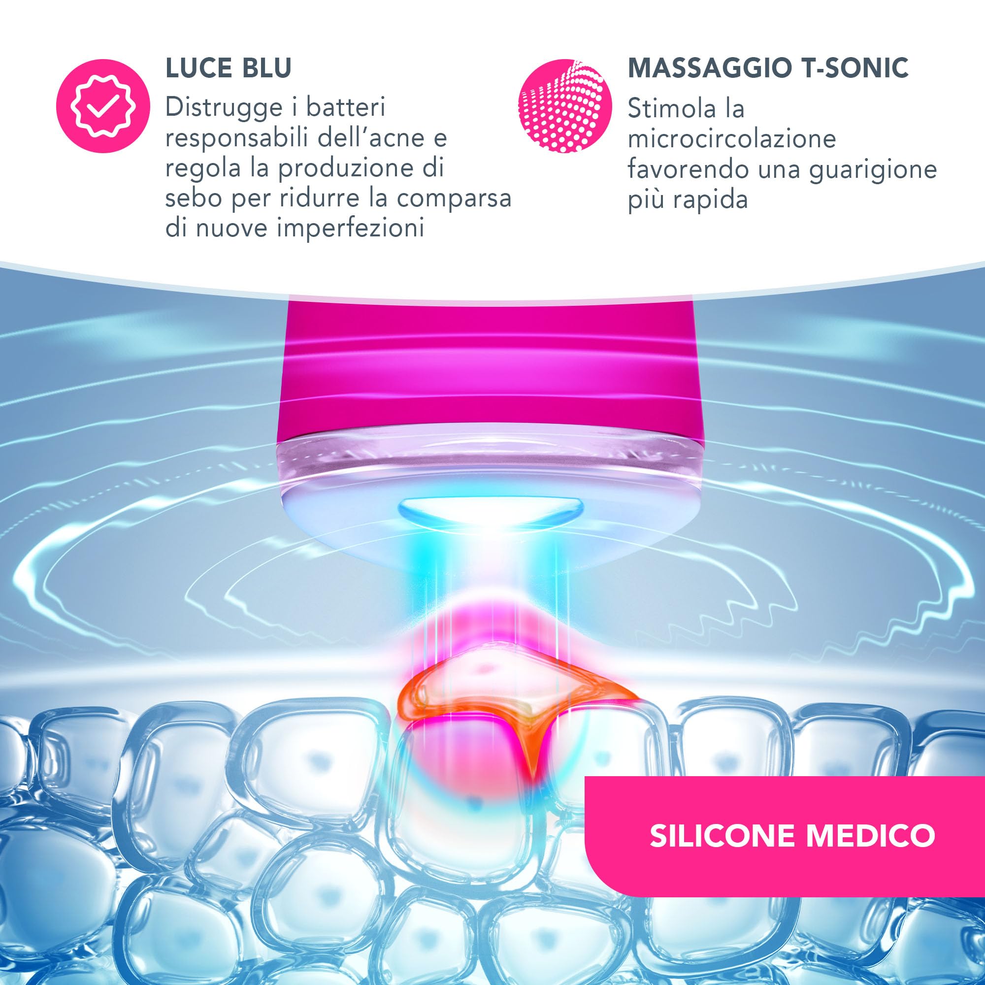 Foreo Espada 2, Terapia a Luce LED, Dispositivo di Skincare Anti-Acne a Luce Pulsata- Silicone Medico, Trattamento Viso per Cicatrici, per Brufoli e Macchie Viso, Approvato dalla FDA, Fuchsia | Dispositivo LED, luce blu, rimuovi-imperfezioni, brufoli, app
