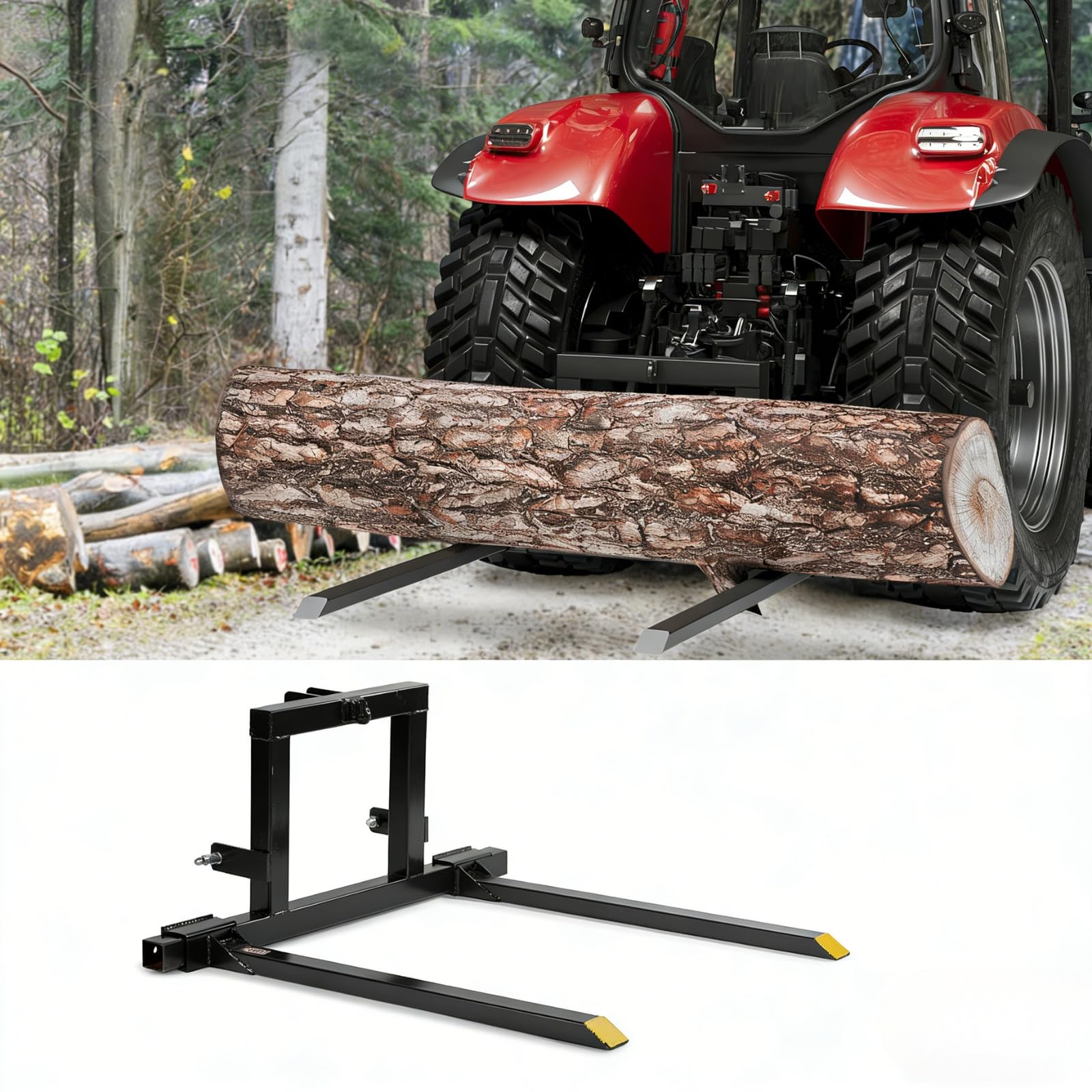 Photo 1 of ****DAMAGED -SELLING AS PARTS ONLY*** 1500 LBS Capacity 3 Point Hitch Pallet Fork for Category 1 Tractors - Heavy Duty Adjustable Pallet Fork Attachments for Material Handling