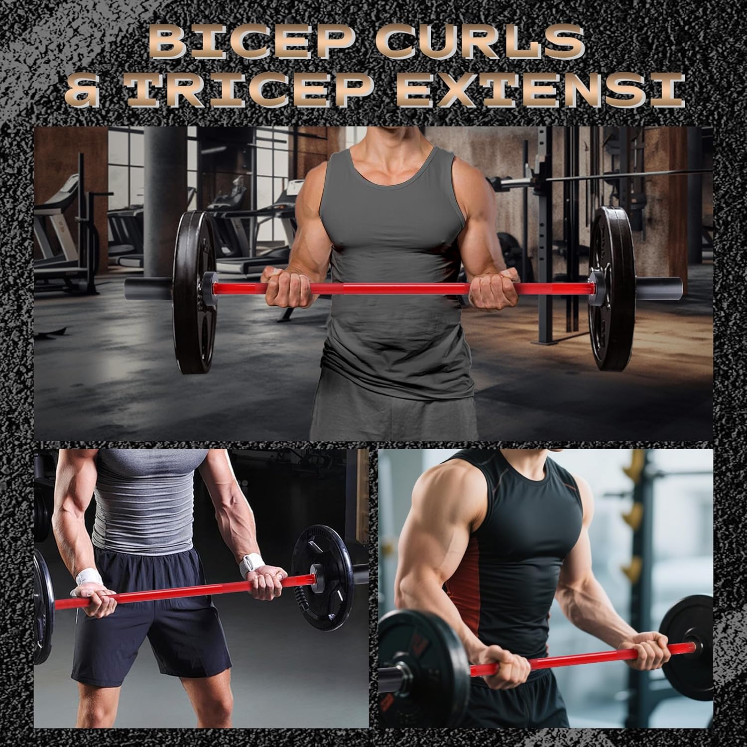 Olympic Barbell for Home Gym, 500LB to 1500LB Capacity with Copper Sleeves, for Weightlifting & Powerlifting (Multiple Sizes: 4FT Short Bar, 47" EZ Curl B-ar, 7FT Power B-ar)