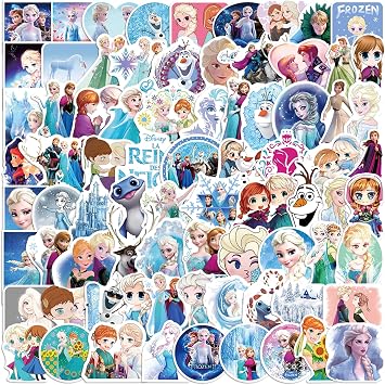 100PCS Frozen Stickers,Waterproof Vinyl PVC Decals Featuring Elsa,Anna & Olaf,Cute Kawaii Cartoon Princess Stickers for Teens,Perfect for Water Bottles,Laptops,Luggage,Scrapbooking & Party Favors