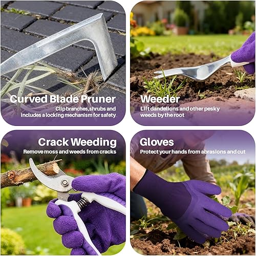 Miniatura 4 de MelonArt Juego de herramientas de jardín, 10 piezas de herramientas de jardinería resistentes, juego de regalo de jardín para mujeres, juego de