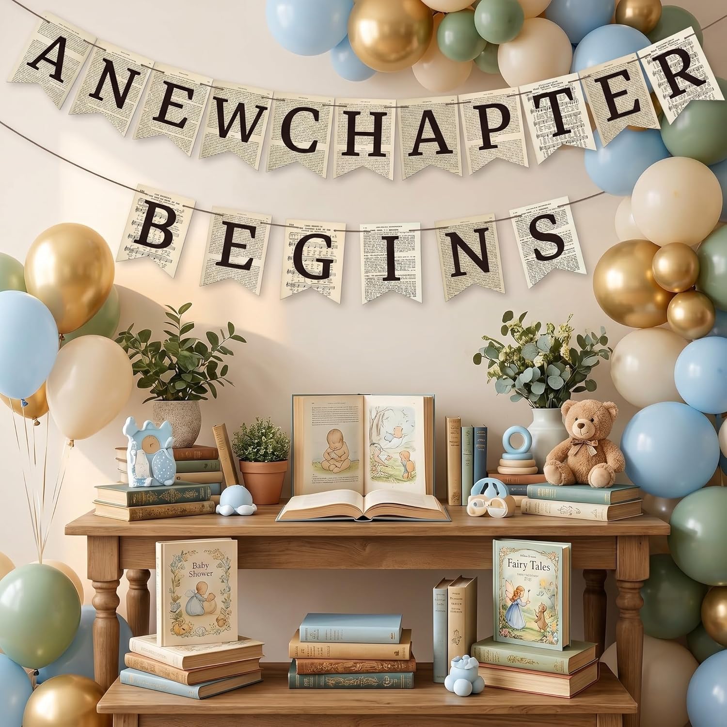 Gueevin Book Themed Party Decorations New Chapter Begins Baby Shower Banner