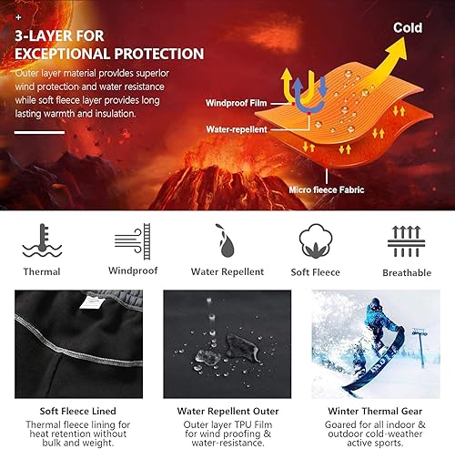 Miniatura 8 de Toomett Snow Pants Men ski Waterproof Hiking Insulated Fleece Lined Winter Outdoor Softshell Cargo Pants