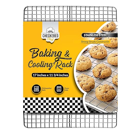 Checkered Chef Cooling Rack - 17" x 12" Oven Safe Stainless Steel Baking Rack for Cooking