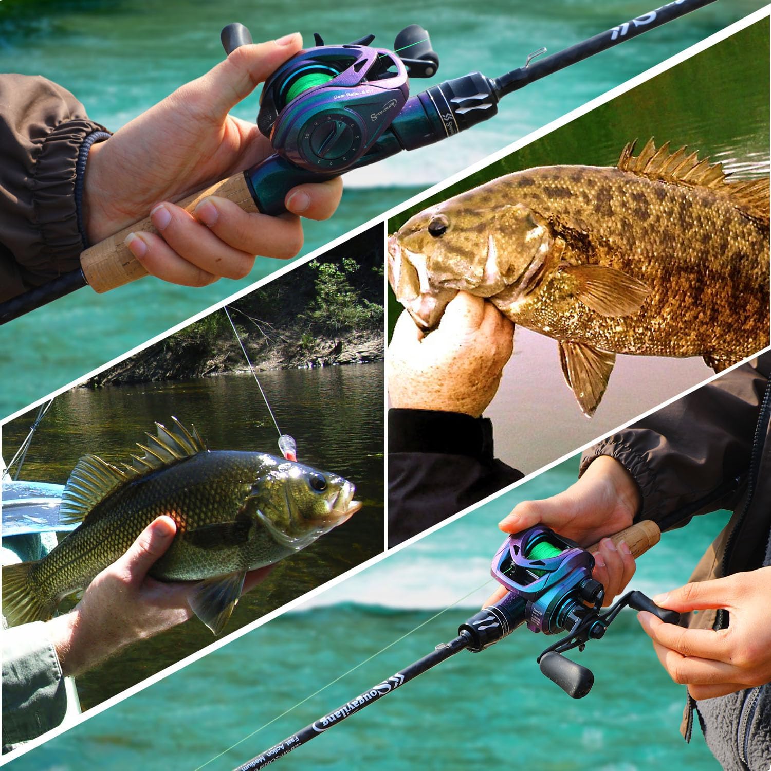 Sougayilang Baitcasting Fishing Rod Reel Combo,2 Pieces Medium Heavy Baitcasting Pole with High Speed Casting Reel Baitcaster Combo