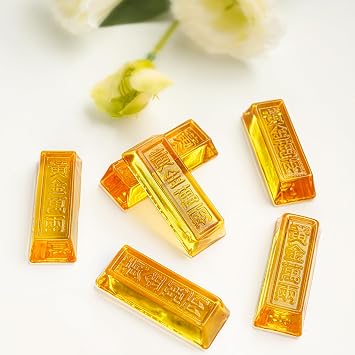 YU FENG 6 Pack 2.5 Inch Golden Bar Figurines, Crystal Glass Wealth Decor