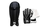 WHITEDOT Sports Albatross Leather Cricket Wicket Keeping Pad with Wicket Keeping Gloves, Black, Suitable for Youth (Medium) gallery image
