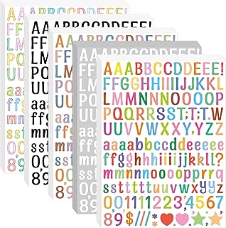 9840 Pcs 60 Sheets Letter Stickers 0.5in Alphabet Stickers 1/2 Inch Small Vinyl Self-Adhesive ABC Number Sticker Letters for Water Bottles Scrapbooking Mailbox Notebook Labels Craft Sign (Multicolor)