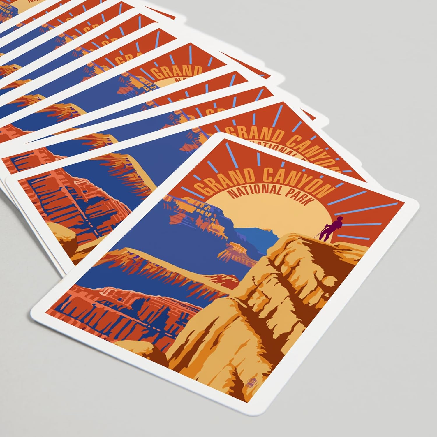 Lantern Press Hiker in Grand Canyon National Park, Psychedelic, 52 Playing Cards for Adults, Poker Size Card Deck