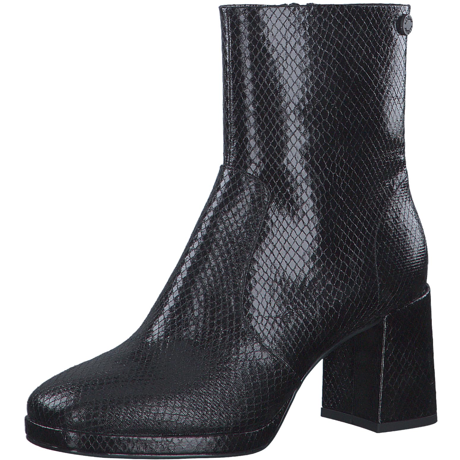 s.Oliver Womens Snake Print Block Heel Ankle Boots, black, 5 UK
