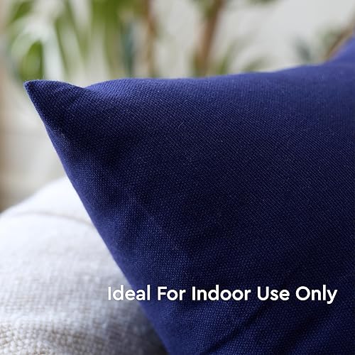 Vista 105 de Encasa Homes - Juego de 2 fundas de almohada, 18 x 18 pulgadas, lona de algodón teñidas, cuadradas, decorativas, para sofá, silla, cama y hogar, Azul