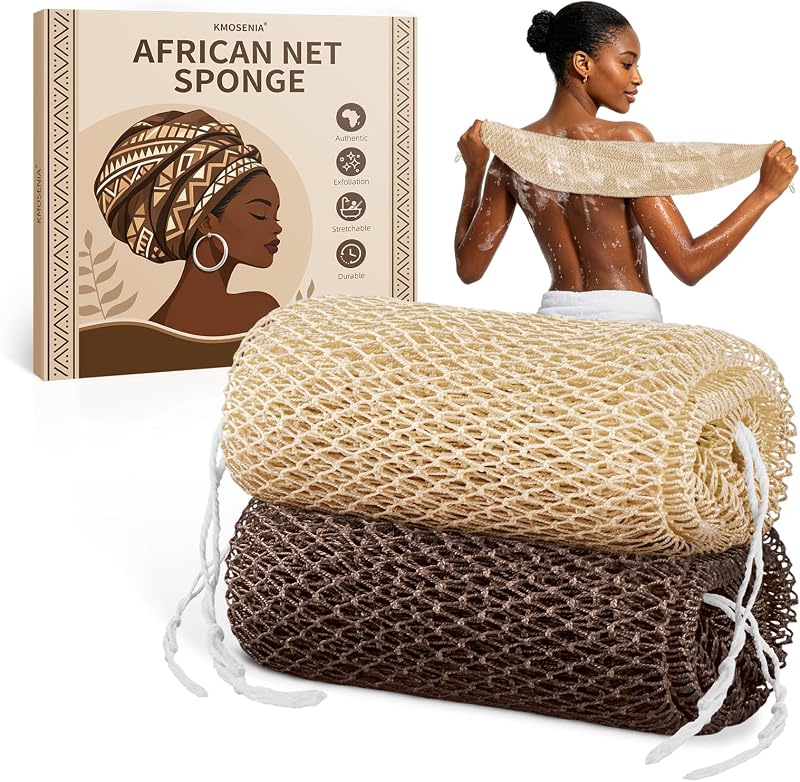 Esponja de banho de tela africana KMOSENIA, 2 unidades, para costas e corpo