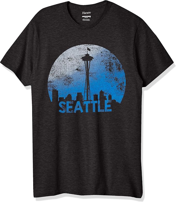 Hanes Men’s Short Sleeve Graphic T-shirt Collection, Space Seattle, XXL