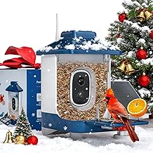 Mangeoire &agrave; oiseaux avec cam&eacute;ra, identification des oiseaux par IA, vid&eacute;o en direct Full HD, &eacute;nergie solaire, WiFi 2,4 GHz, alertes d'arriv&eacute;e instantan&eacute;es - Cadeaux d'&eacute;l&eacute;phant blanc