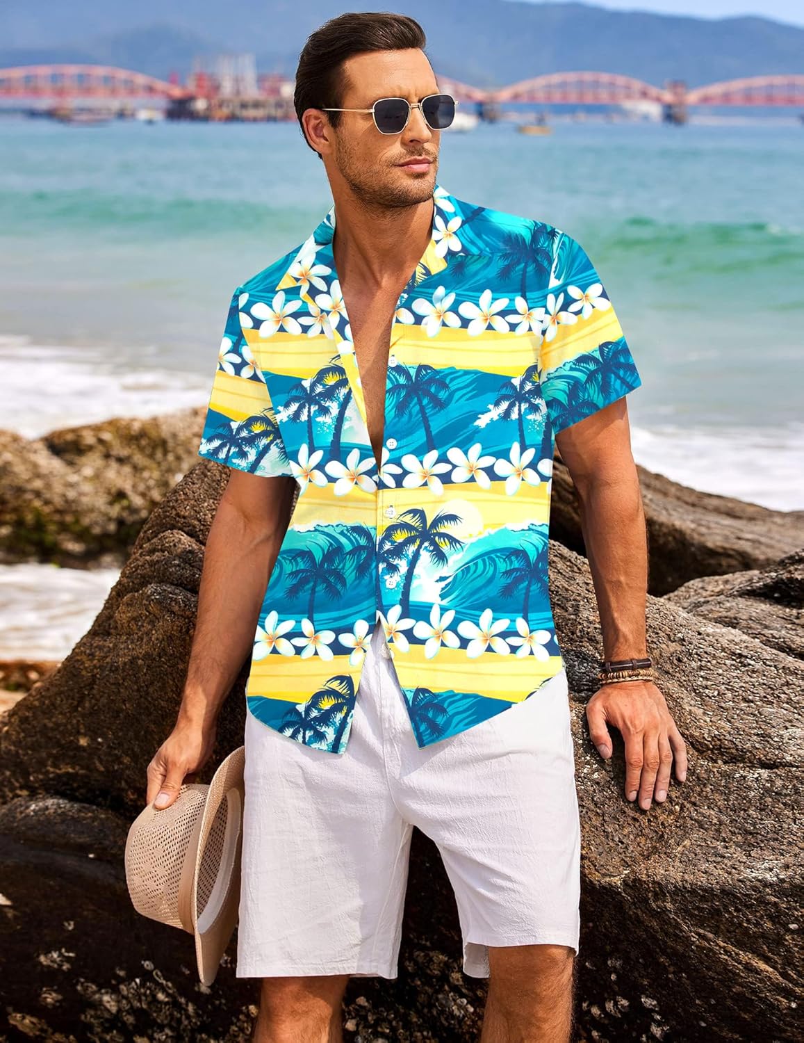 Family Hawaiian Matching Outfits Mommy Dad and Me Beach Shirt Tropical Flower Short Sleeve Button Down Tops - Image 3