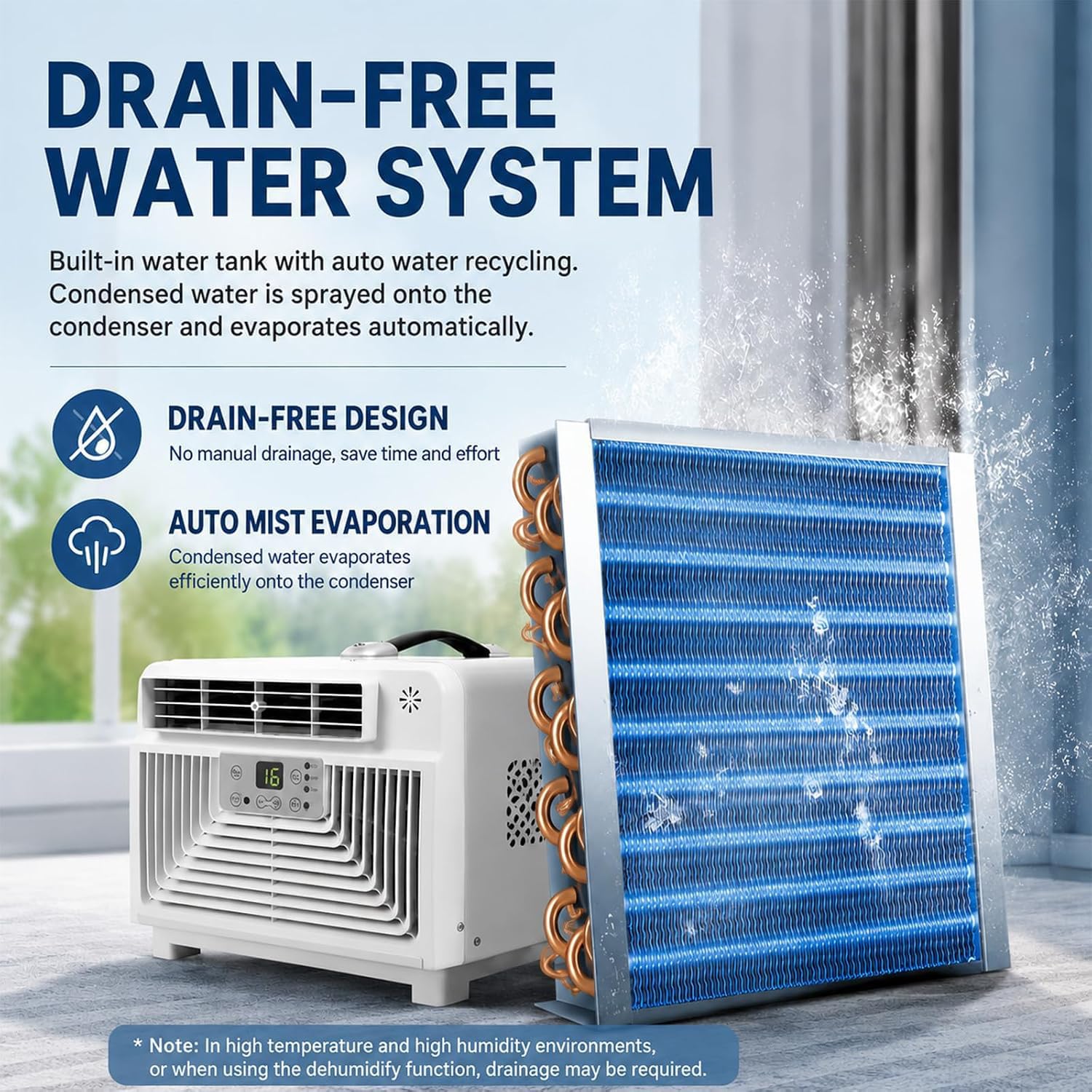 Qiang Aire Acondicionado Portátil 3400 BTU 300W Coolingonly | 4 Modos Refrigeración Rápida Deshumidificador Integrado Temporizador termostato 16-32 °C para Caravana Van Espacio Reducido