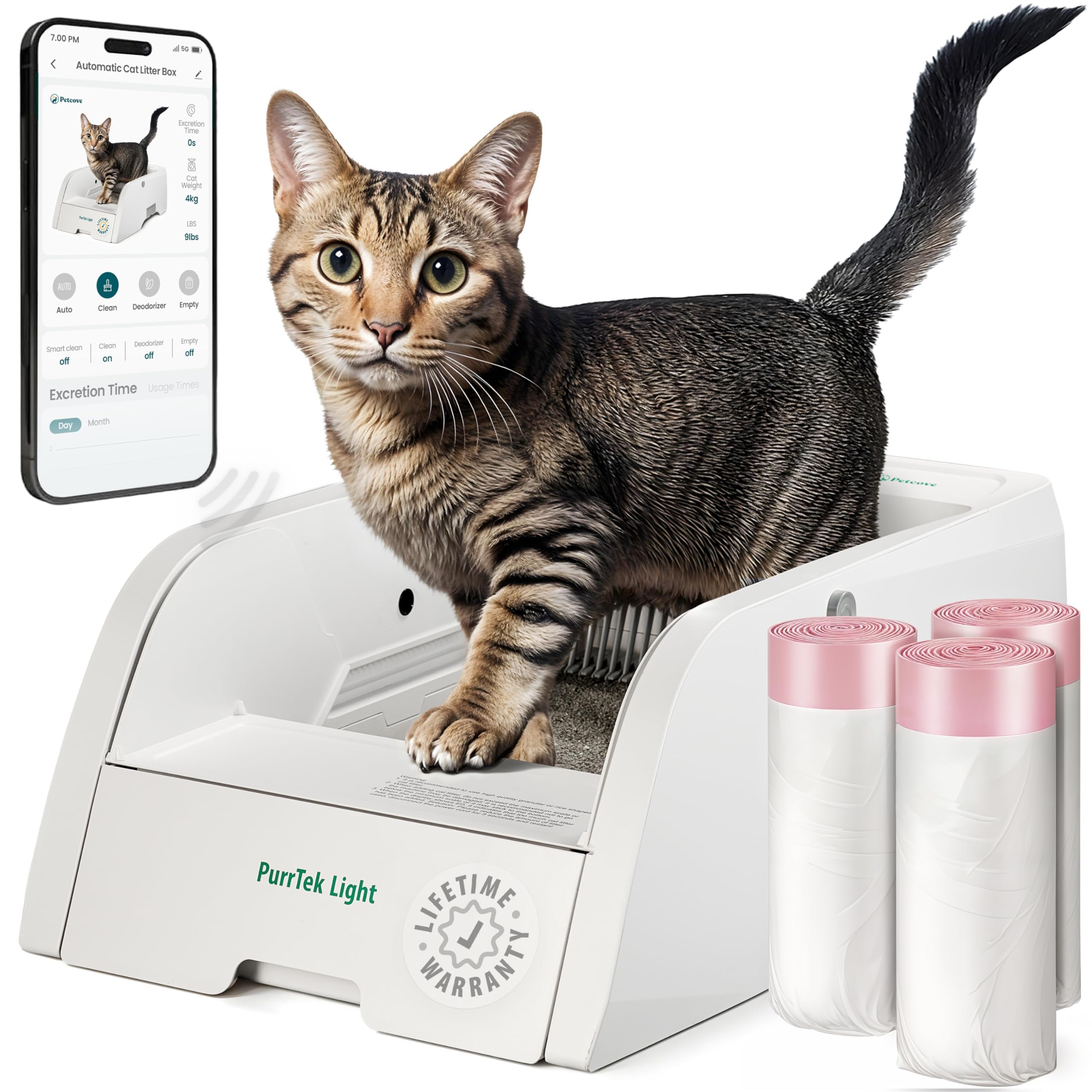 Automatic Self Cleaning Litter Box for Cats with APP Control Smart SelfCleaning Cat LitterBox, Automatic Cleaning, Odor Control, Quiet & Easy Maintenance