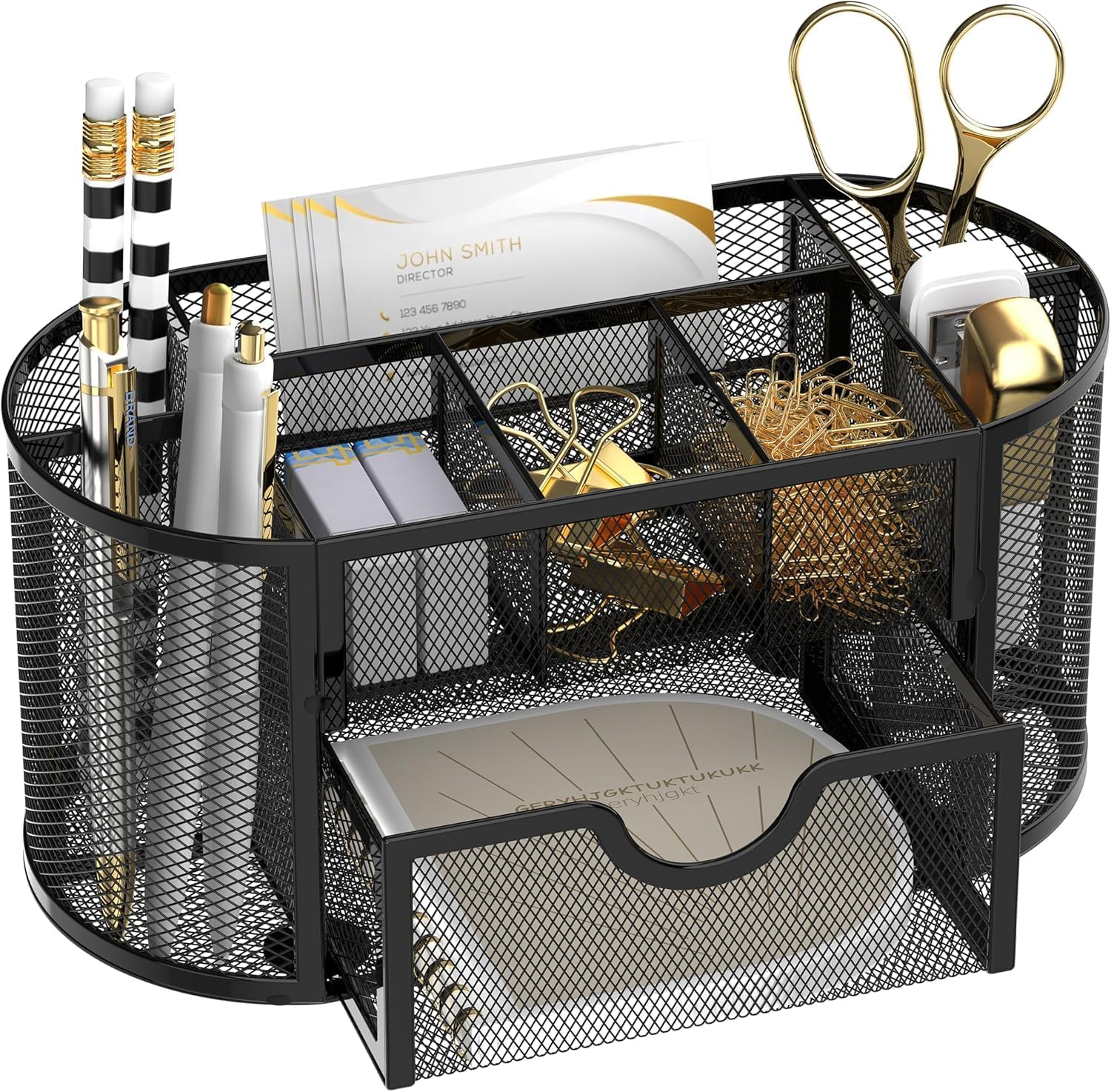 Desk Organizer, Desk Accessories and workspace Storage Box with Drawers, Desk Pencil Holder with 9 compartments for Office Supplies