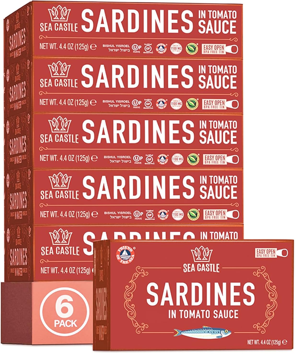 Sea Castle Sardines in Pure Olive Oil, 4.4oz (12 Pack)
