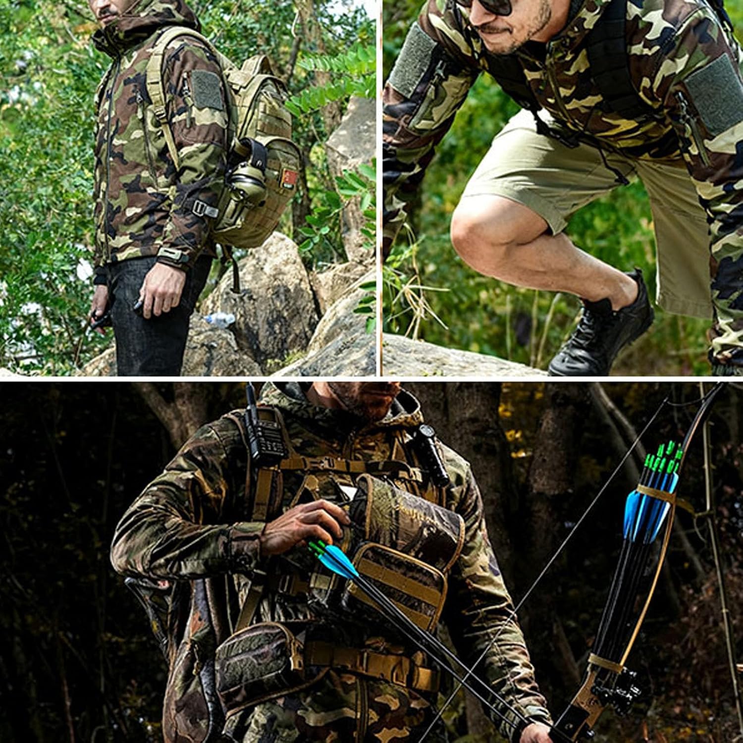 Men's Military Tactical Jackets Camouflage Softshell Fleece Fall Windbreaker Waterproof Outdoor Hooded Rain Coats