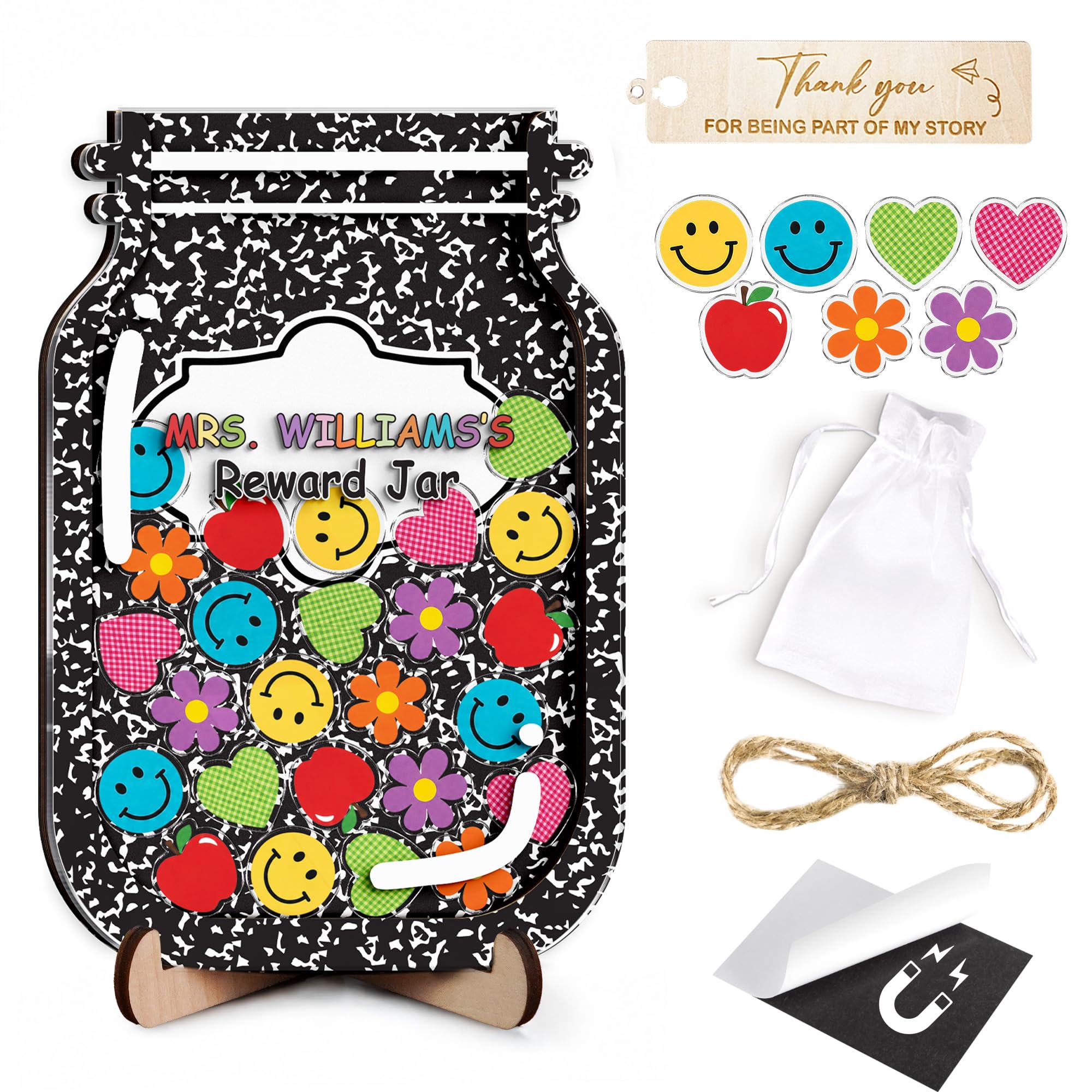 Personalized Magnetic Reward Jar for Kids, Potty Training Reward Jar for Toddlers, Positive Behavior System Management with Acrylic Tokens, Classroom Incentive Reinforcement Tool for Boys &amp; Girls