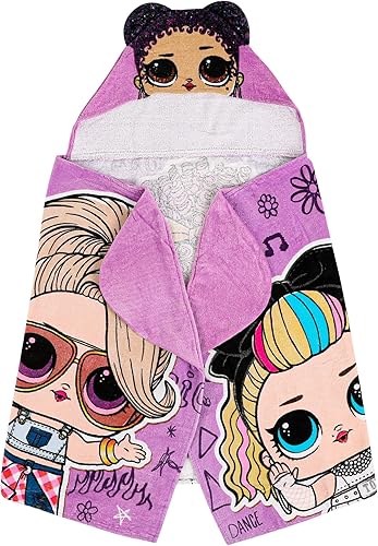 Miniatura 3 de Franco LOL Surprise - Toalla con capucha para niños, color morado, tamaño Queen, 24 x 50 pulgadas