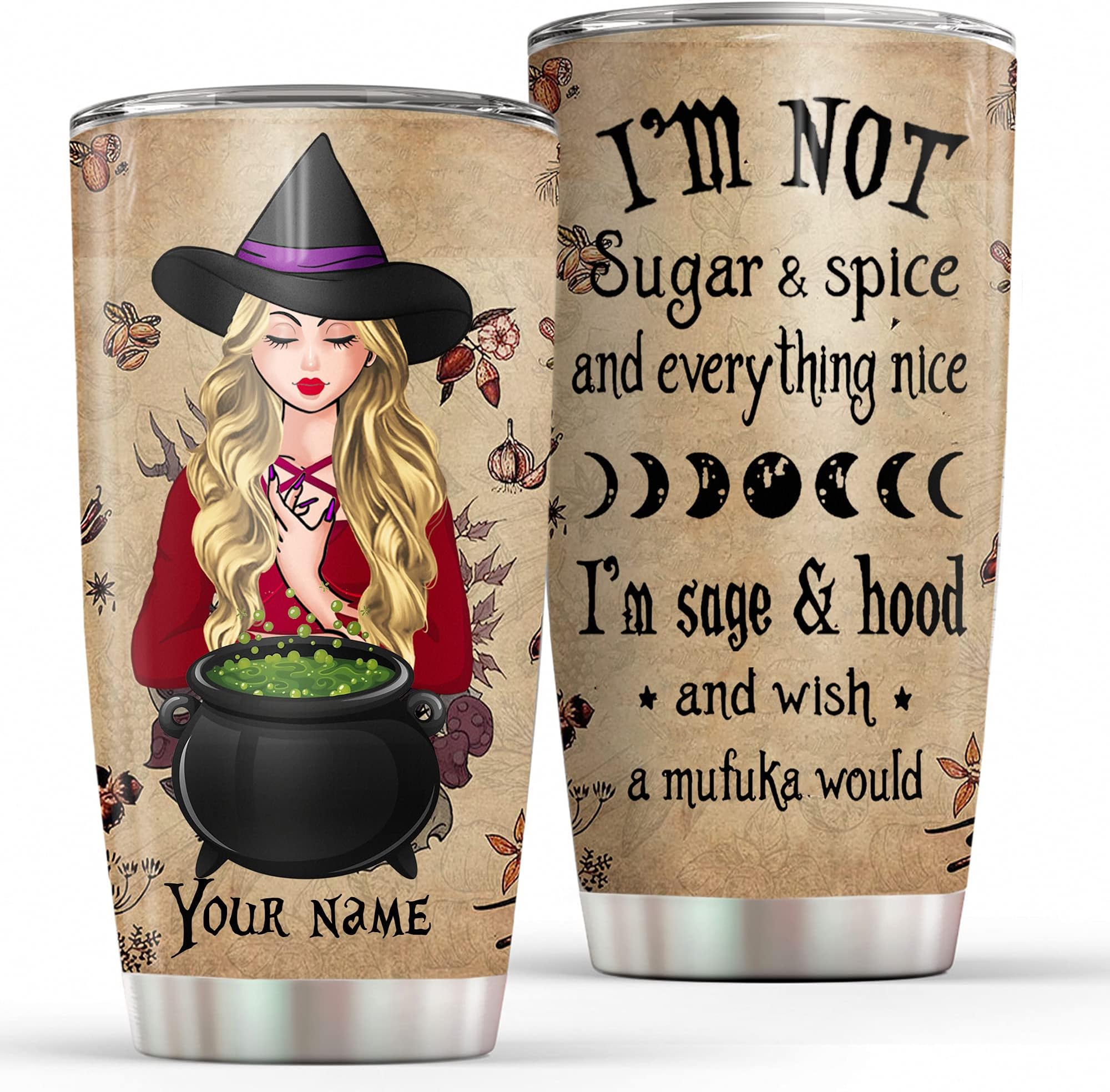 Personalized Nice Witch Mug I'm Not Sugar And Spice Everything Nice,halloween Tumbler Coffee Cup Birthday Gifts For Women,custom Halloween Mug,birthday Gift Christmas White