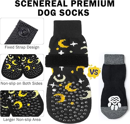 Miniatura 4 de SCENEREAL Calcetines antideslizantes de doble cara para pavimento fríocaliente, zapatos antideslizantes para suelos de madera dura para dejar de