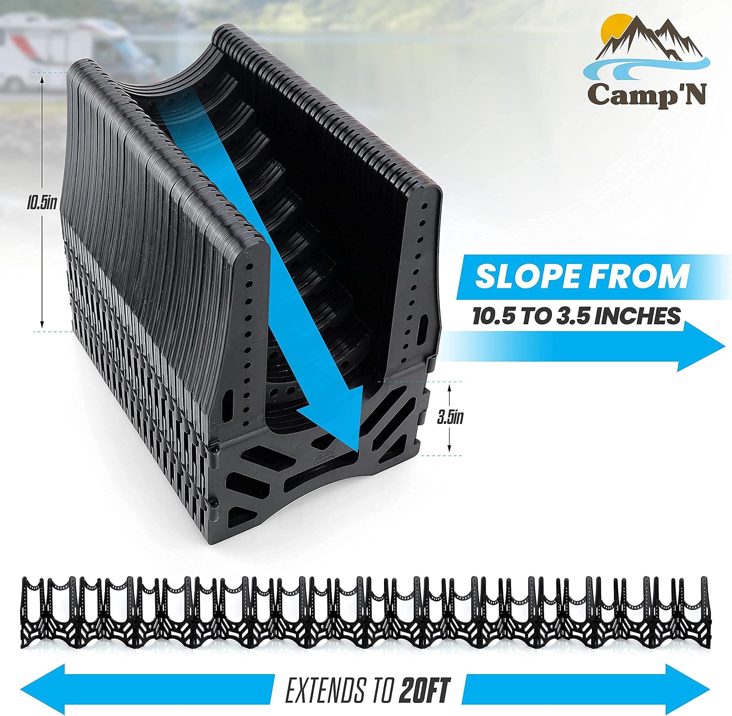 Camp'N - 20 Foot RV Sewer/Septic Hose Support - Holder - Caddy - for All Travel Trailers, Campers and Motorhomes