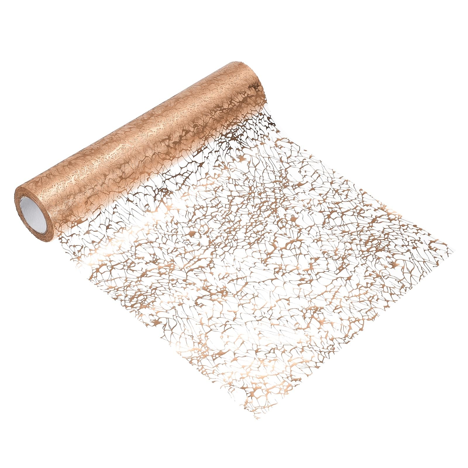 sourcing map Rose Gold Table Runner, 28cm x 9.1m Glitter Metallic Foil Mesh Table Runner Roll, Thin Dining Decoration Centerpiece for Wedding Birthday Party Christmas