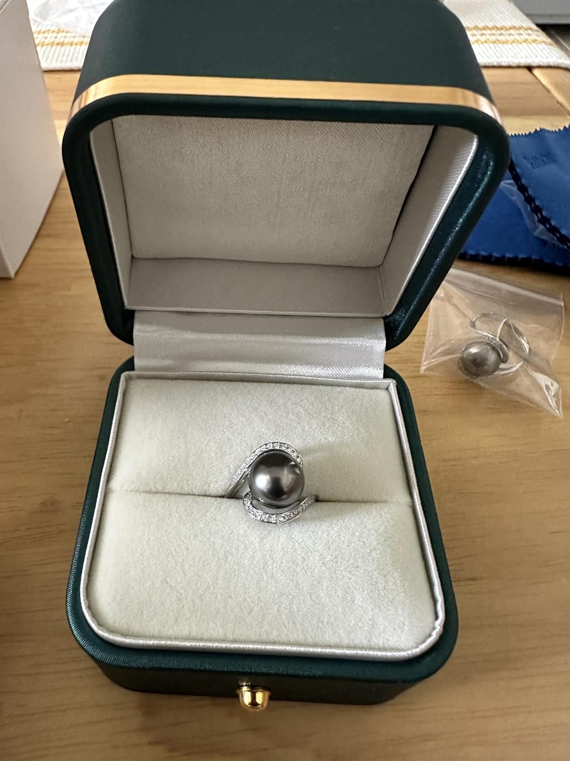 Gifts for Wife Anniversary Tahitian Black Pearl Rings for Women-Mothers Day Gifts for Mom Girlfriend-Birthday Christmas Valentine's Day Gift for Her Jewelry