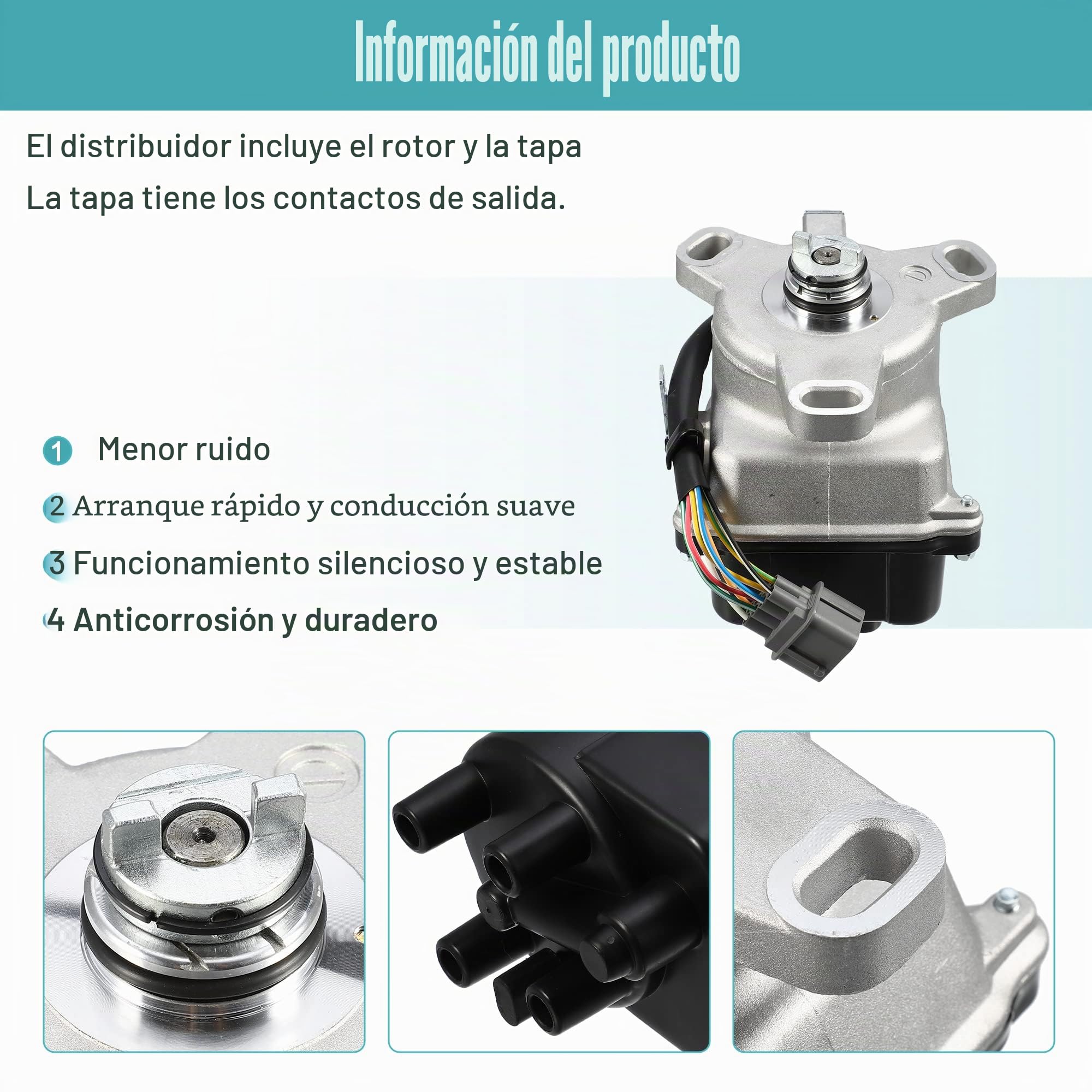 QUARKZMAN Distribuidor Encendido Para Honda Cr-V 2.0L Dohc 99-01 1Pc | Material: Metal, Plastico, Color: Negro, Plateado, Oe: 30100-P6T-T01, 6082903, Tc08A, Td74U, Tamaño: 14X12X16 Cm, 8 Pines