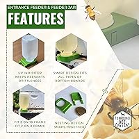 Vista 3 de Foxhound Bee Co: Comedero de abejas para apicultura con alimentador de entrada de plástico y botella extragrande de medio galón para alimentar