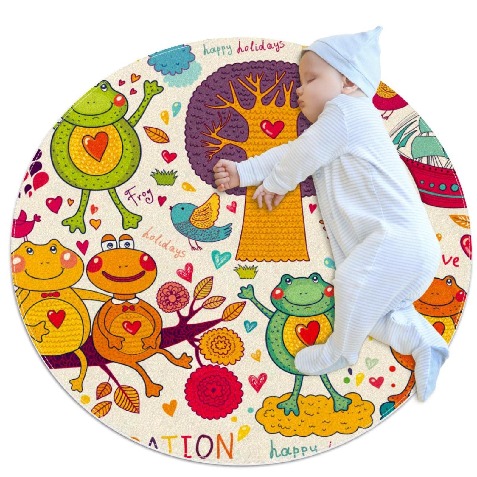 Tapis animaux de la forêt d'automne rond pour créer un coin de jeu ludique
