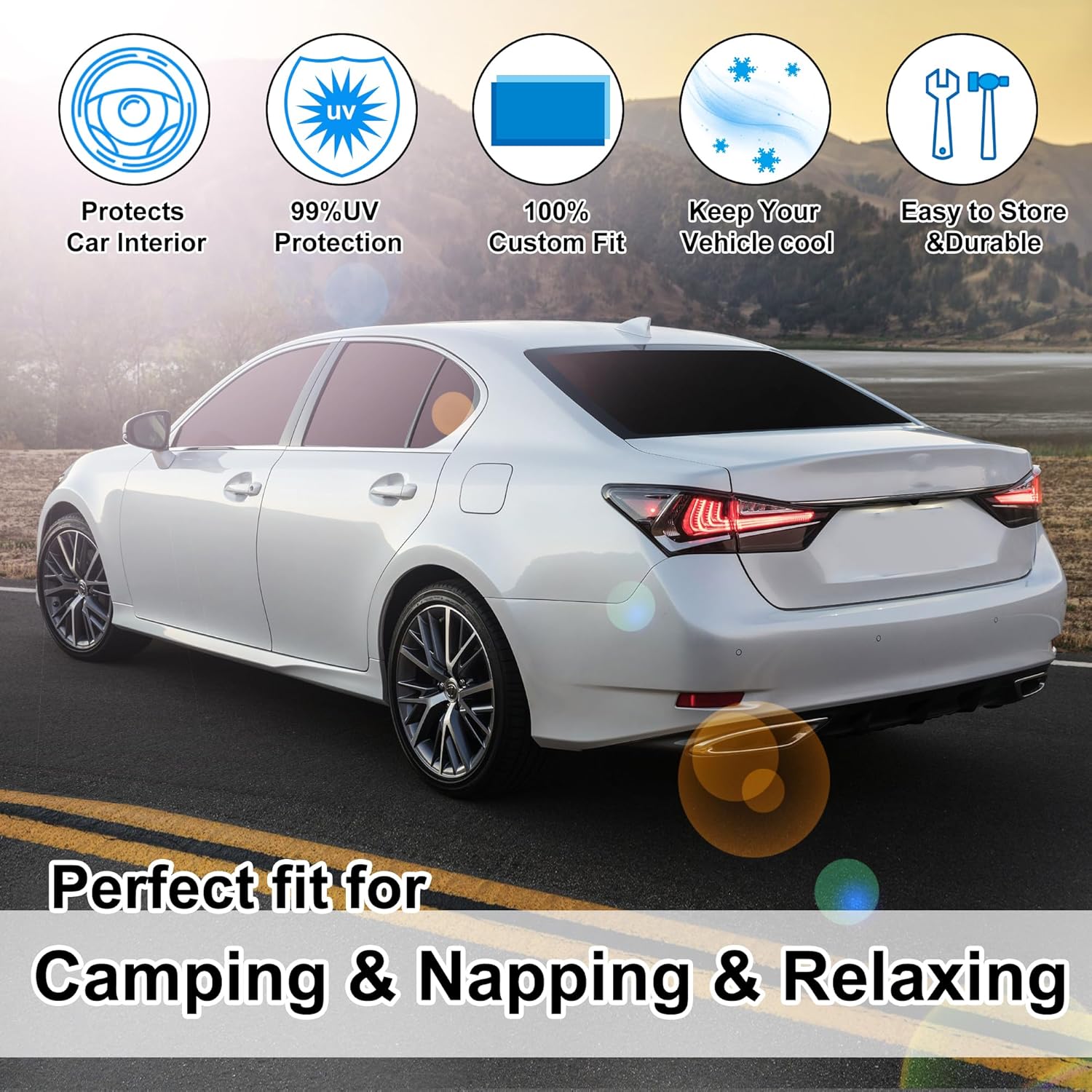 TINGLU Window Shades 6PCS for Lexus is Sedan (NOT for Lexus RX, ES) 2014-2020 Accessories Car Side Full Windows Windshield Sun Shade Sun UV Rays & Privacy Protection for Camping