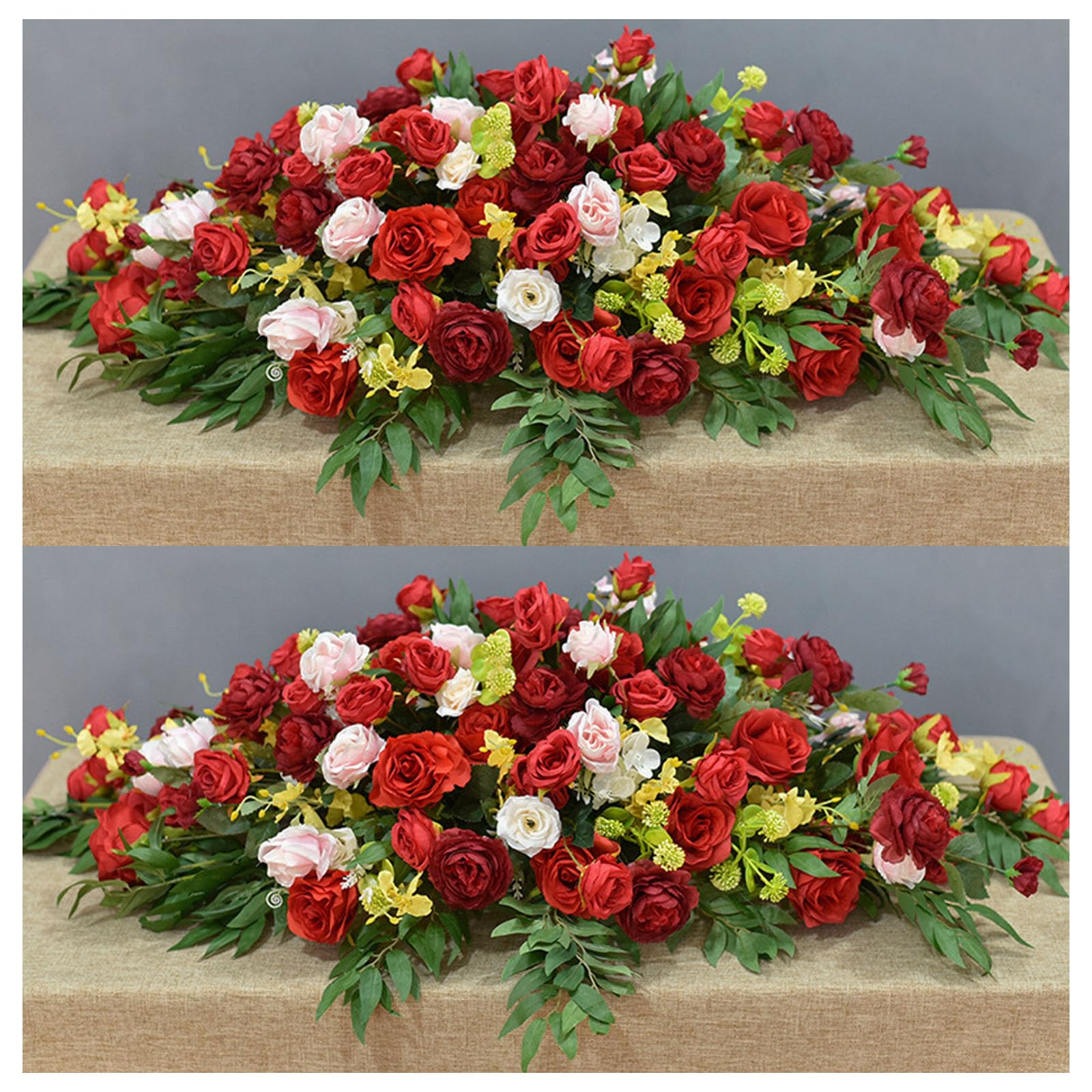 Formal Meeting Table Floral, Corporate Decor Arrangement, Business Table Floral, Artificial Flower Decoration For Formal Venues, Meetings, Corpora(Size:100×40×30cm (39.37×15.75×11.81in),Color:F-2 Pcs)