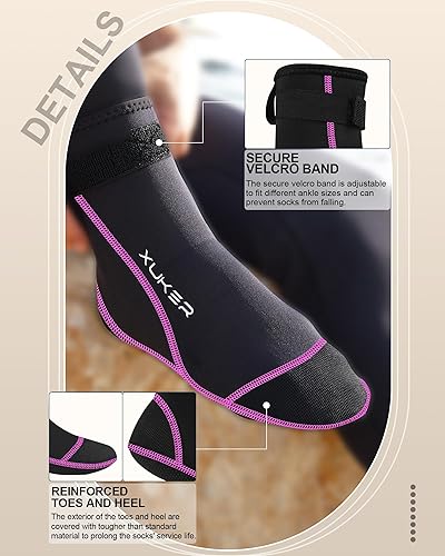 Miniatura 36 de XUKER Calcetines de agua de neopreno de 0.118 in, calcetines de voleibol de playa a prueba de arena, calcetines de buceo para deportes acuáticos al