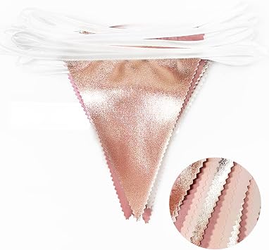 32Ft Dusty Blush Pink Rose Gold Bunting Banner Party Decorations Fabric Triangle Flag Pennant Garland Streamers for Birthday Wedding Baby Bridal Shower Anniversary Outdoor Garden Hanging Decoration