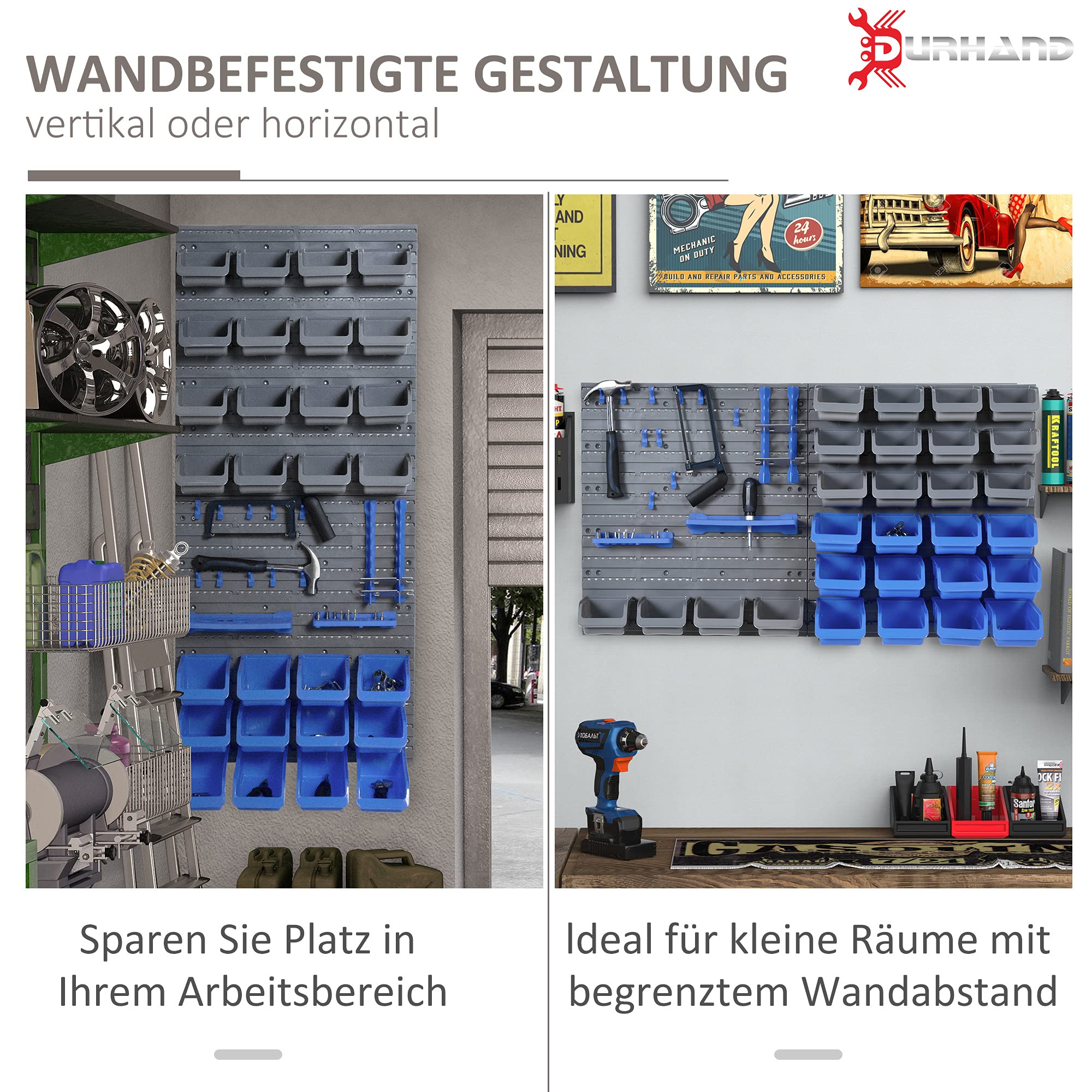 Grote gereedschapswand, 230 x 80, kunststof gereedschapshouder, 30