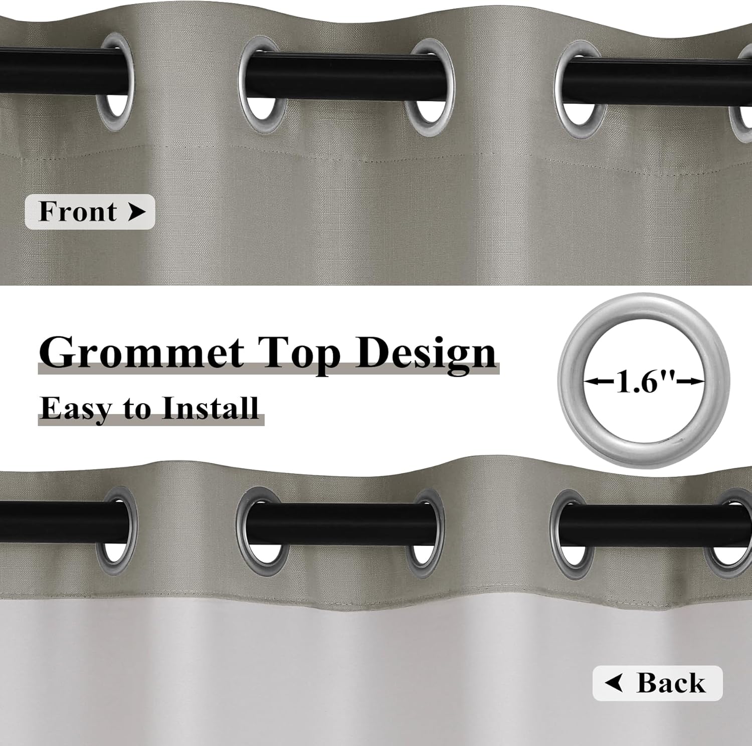 Frelement Grommet Top Curtains Blackout Window Curtains Linen Textured Drapes 16ft Extra Long Curtains for Loft High Ceiling Thermal Insulated Curtains, 50" W x 192" L, 2 Panels, Grey